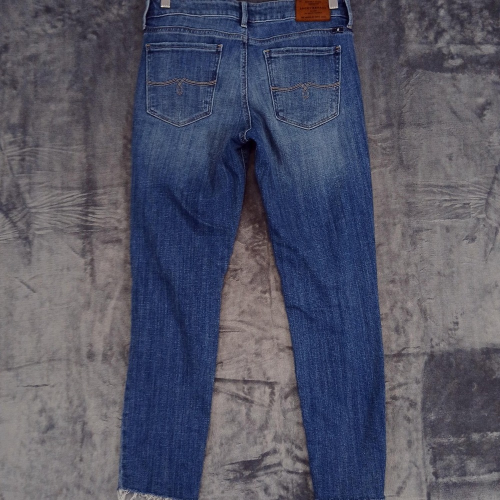 Lucky Brand Jeans Womens 6/28 Blue Lolita Crop Distressed Raw Hem Skinny Ankle - Picture 6 of 11